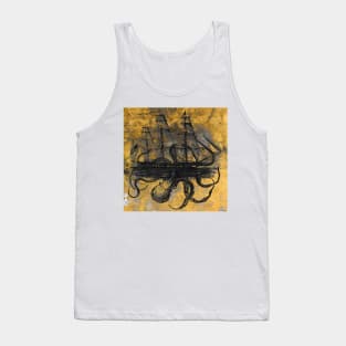 Kraken Attacking on Grunge Background Tank Top